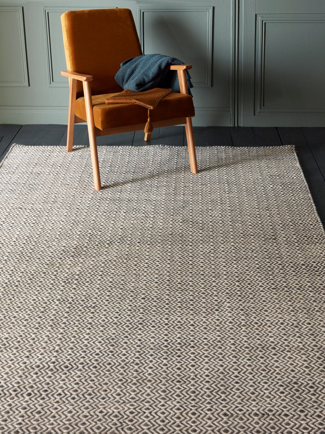 Tapis chevrons pure laine