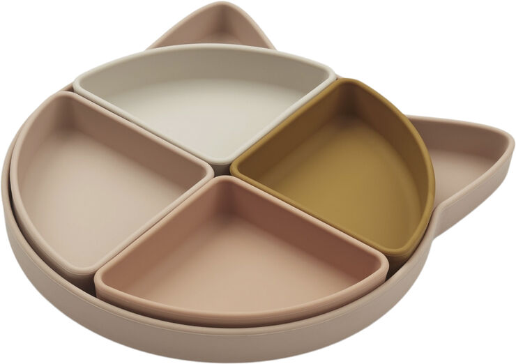 Liewood Arne divider plate Cat rose multi mix