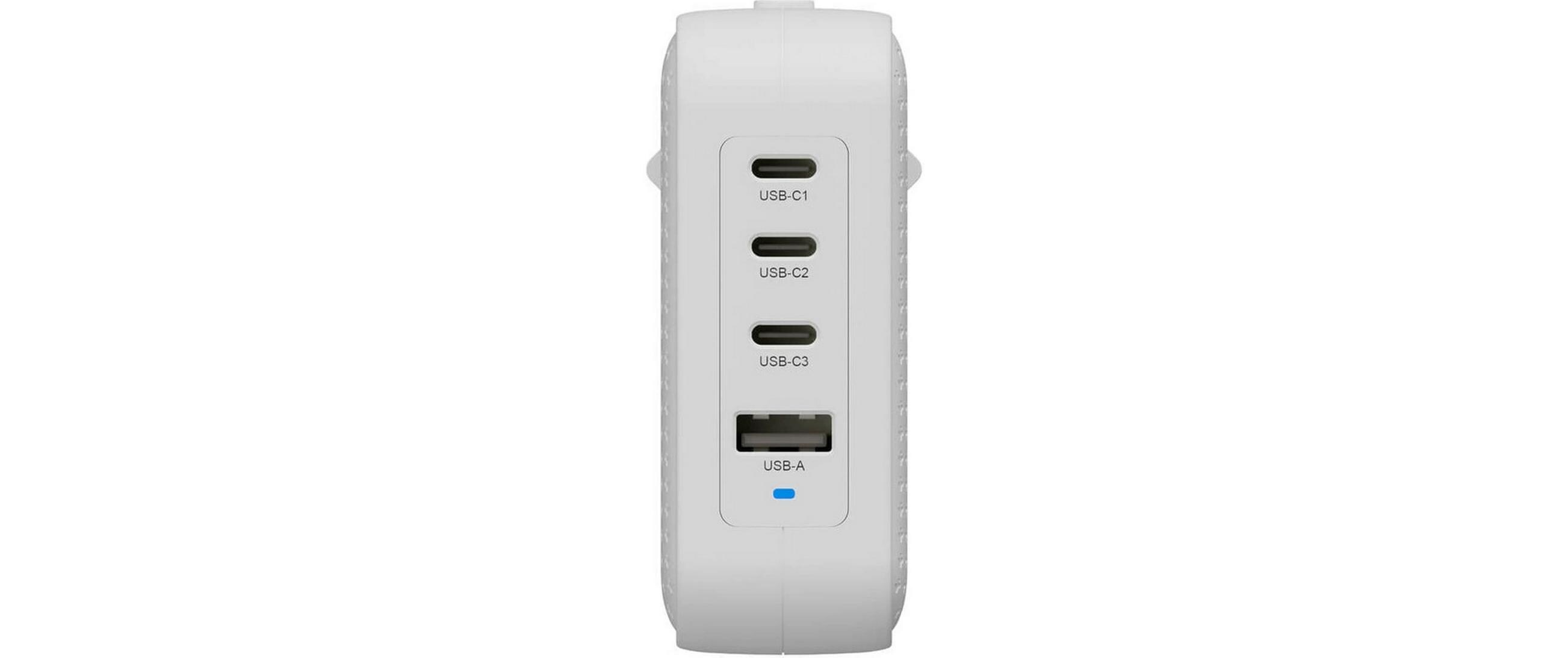 USB-Wandladegerät HyperJuice USB-C GaN 100 W WeissKompaktes GaN-Reiseladegerät mit 4 Anschlüssen
