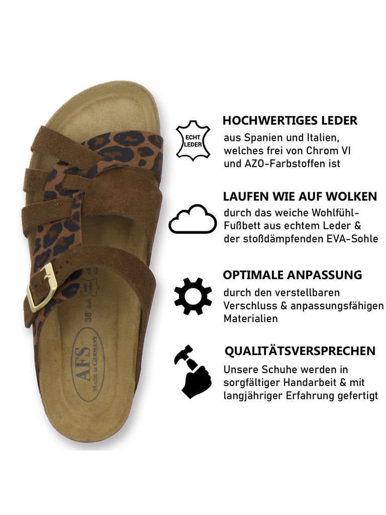 Pantoletten Damen Kralle leo-braun