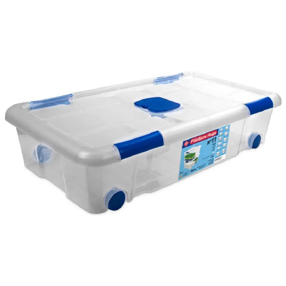 Hega Hogar Opbergbox met deksel/wieltjes - 30L - kunststof