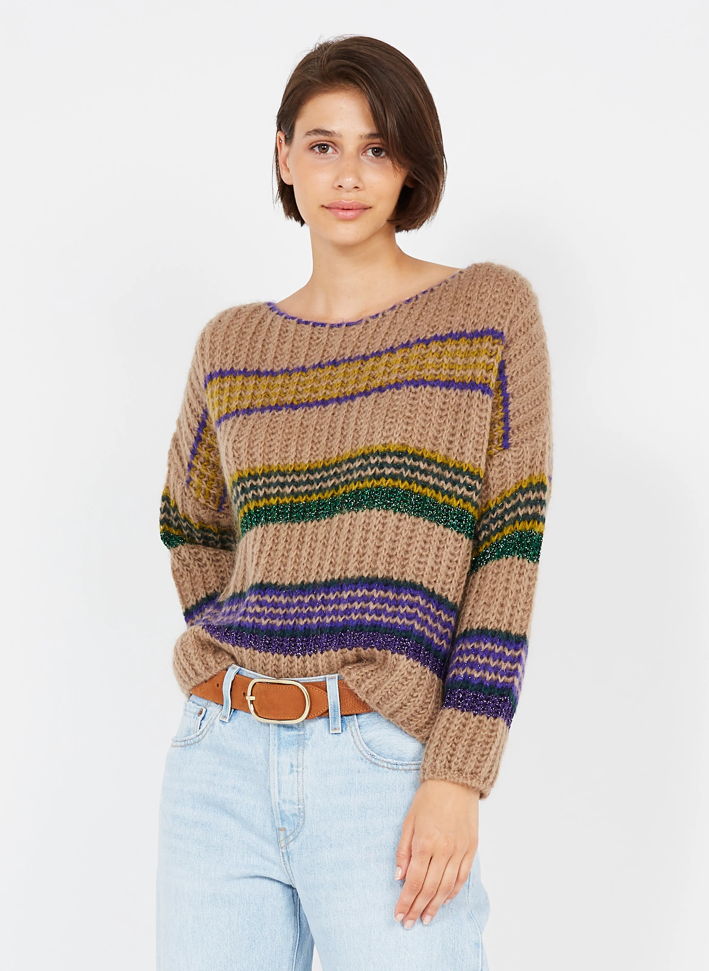 Ceinture en cuir grainé| Marron
