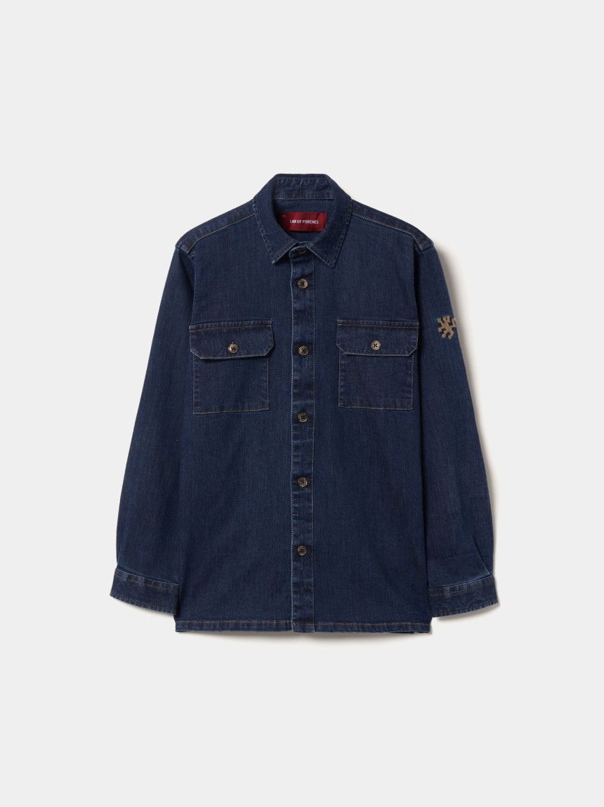 Camisa denim com bolsos