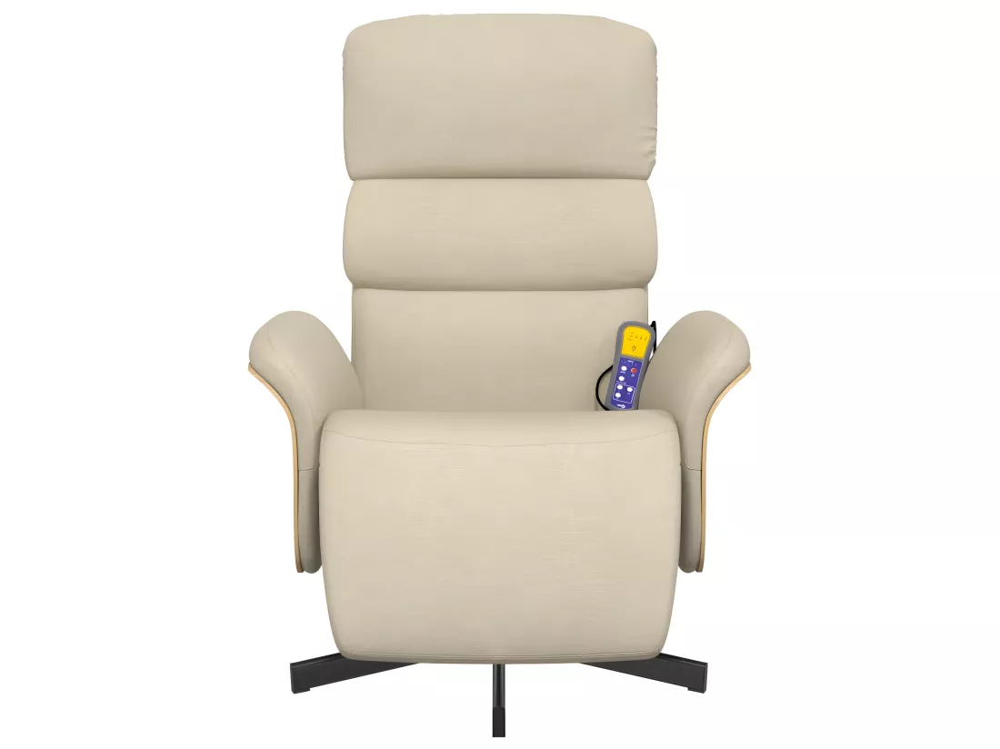 Fauteuil inclinable de massage avec repose-pieds crème tissu