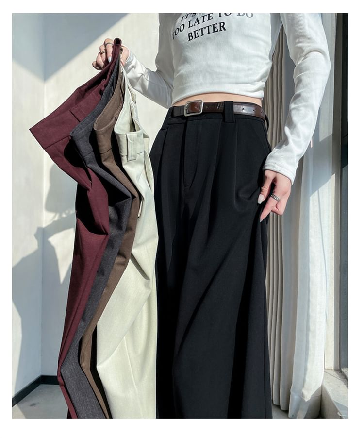 Dragan Pulse - Hoge taille, effen, wijde broek