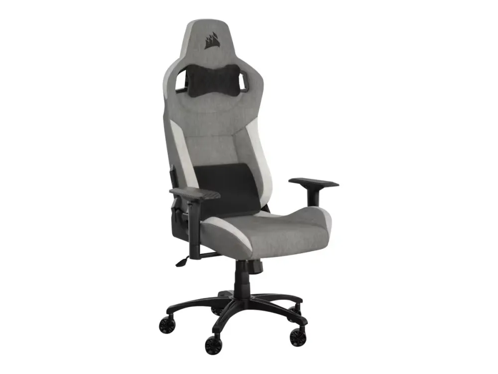 CORSAIR T3 RUSH - Spillestol - armstøtter - T-formet - vippe - tekstil - grå hvid