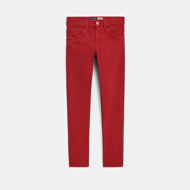 Pantalon skinny en toile unie rouge garçon