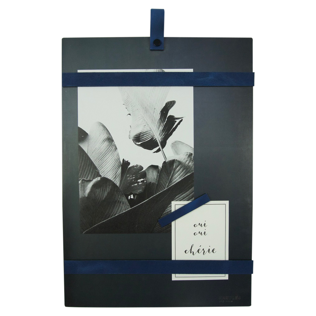 Magneetbord met magneetstrips Leer: Blauw (inclusief 6 leren magneetstrips)