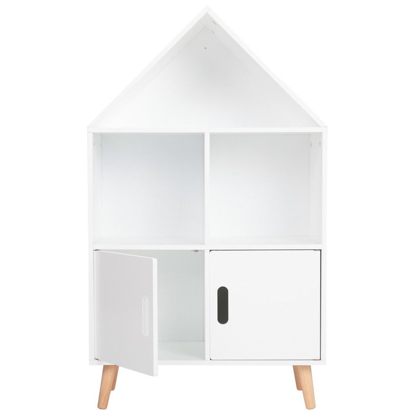Bibliothèque en forme de maison avec 2 portes - Ecru