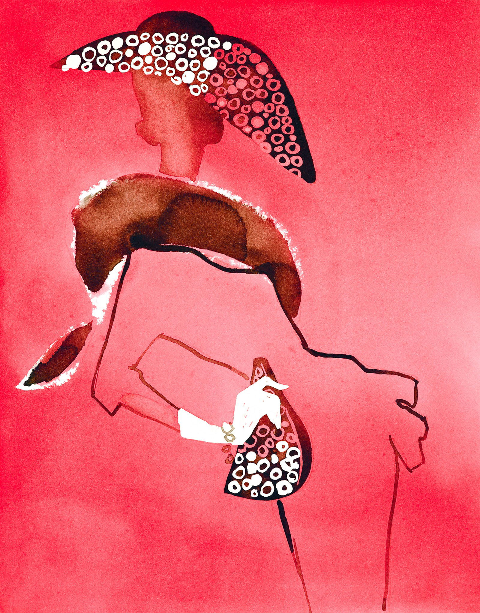 Sonia Rykiel dress with fur and a studded hat  by Eduard Erlikh - Limited Edition. Edition of: 100. Signed.