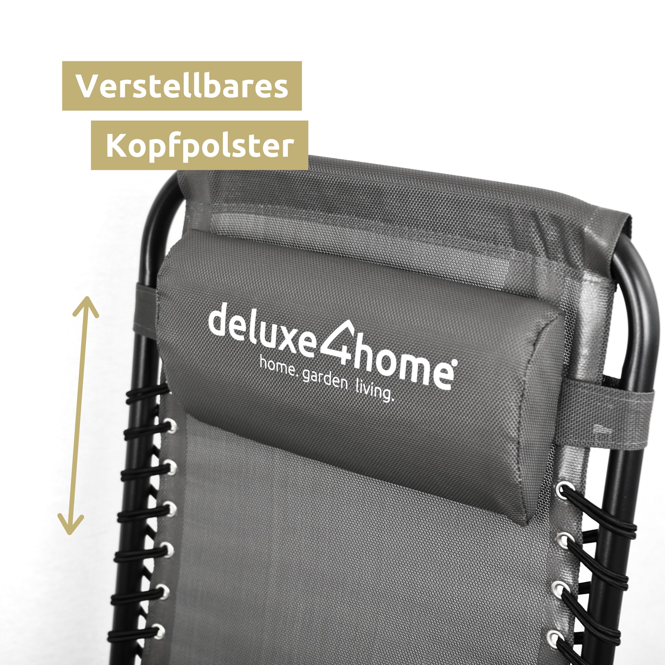 deluxe4home® Liegestühle mit Klapptisch faltbar mit gepolsterter Kopflehne