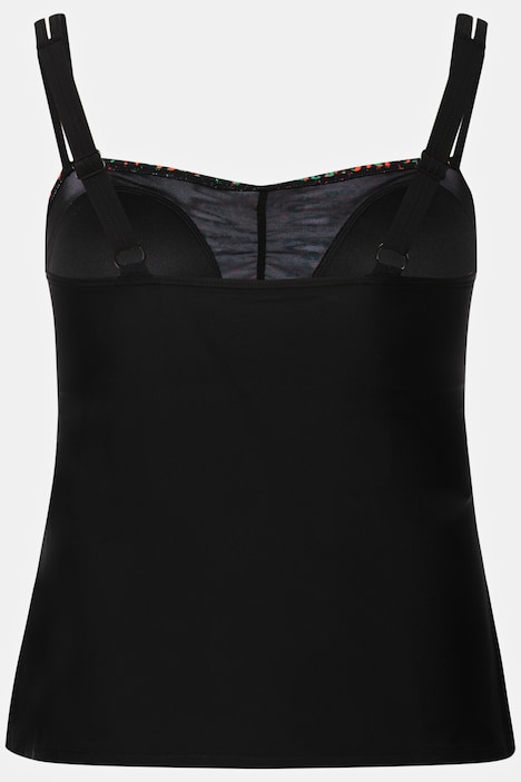 Tankini, Punkte, Quaste, Softcups, längeres Oberteil