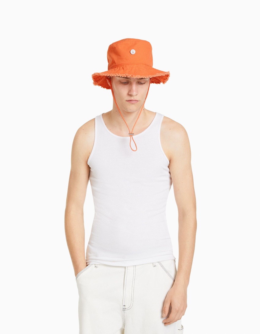 Chapéu bucket de algodão com efeito lavado