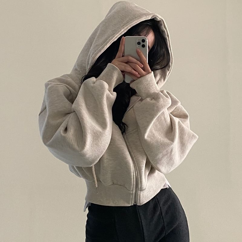 Bubapop - Effen cropped hoodie met rits