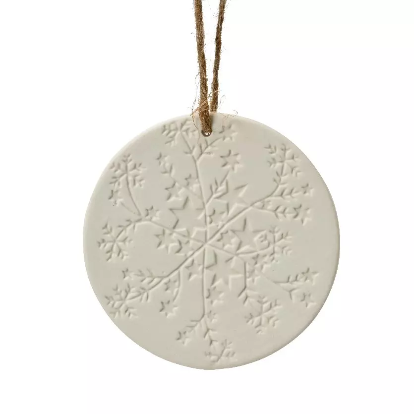 Suspension en porcelaine (H9 cm) Feuille étoilée Blanc