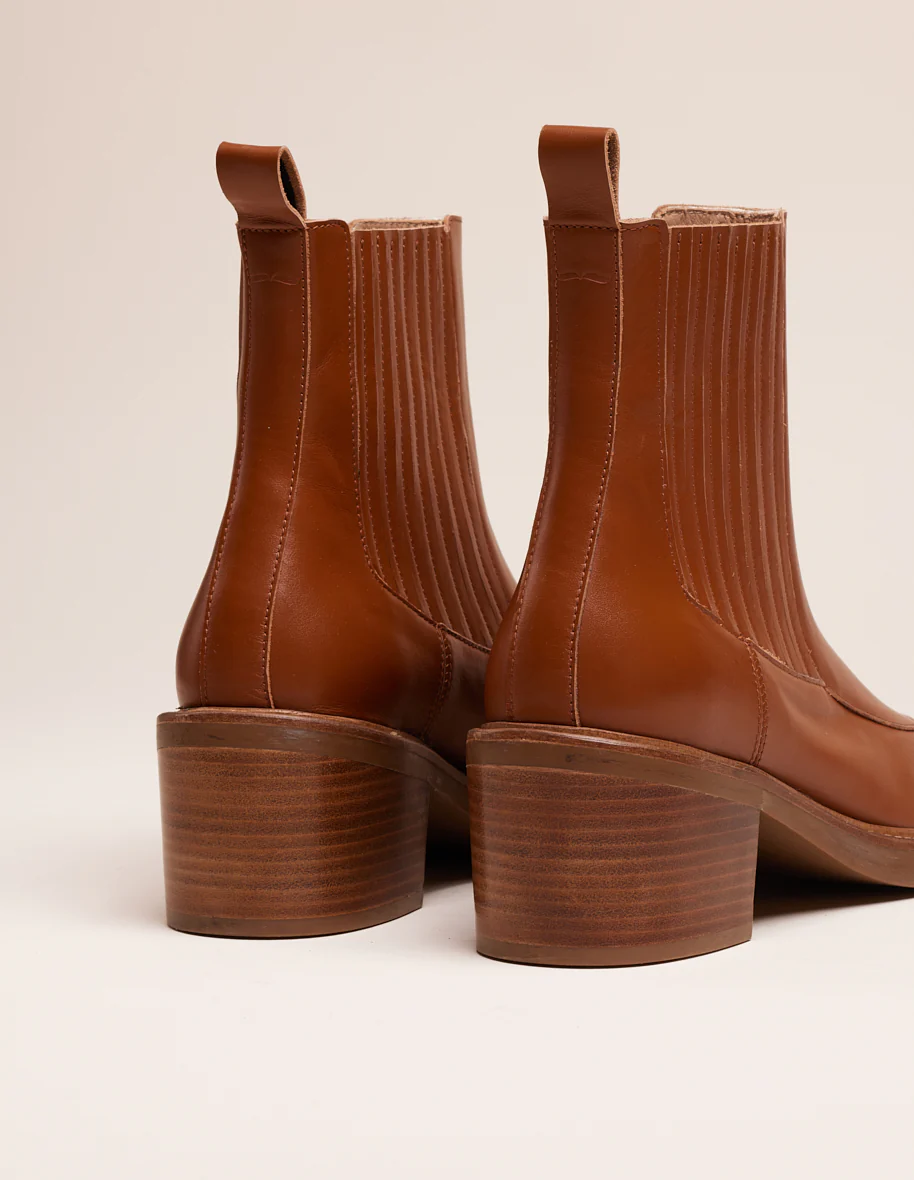 Bottines à talons Janine - Cuir cognac
