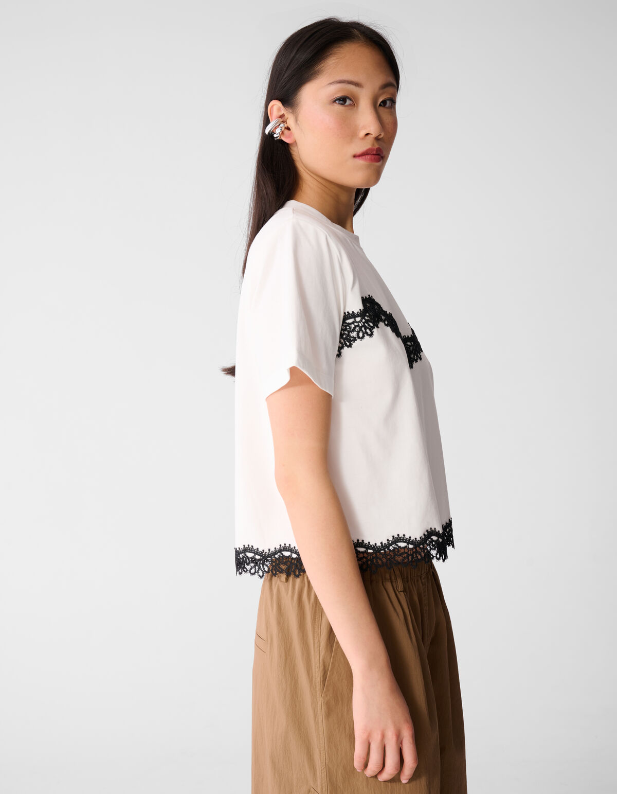 Kanten T-shirt Wit
