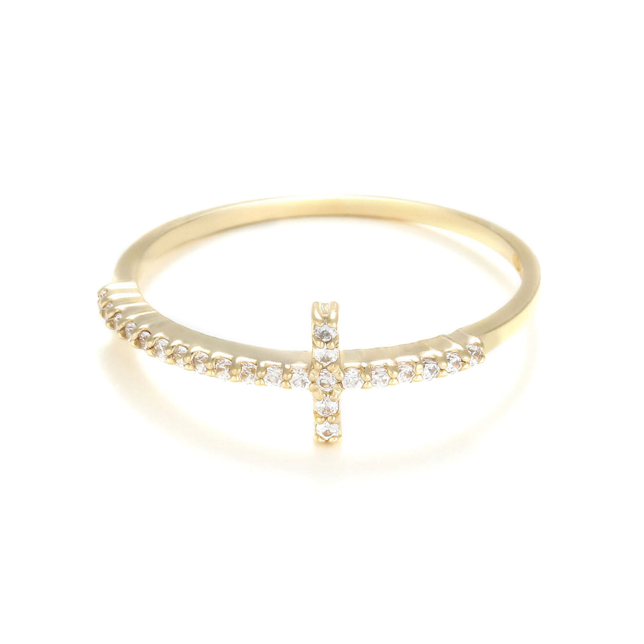 Oro di Oro Bague Croix vérité Zirconium or jaune