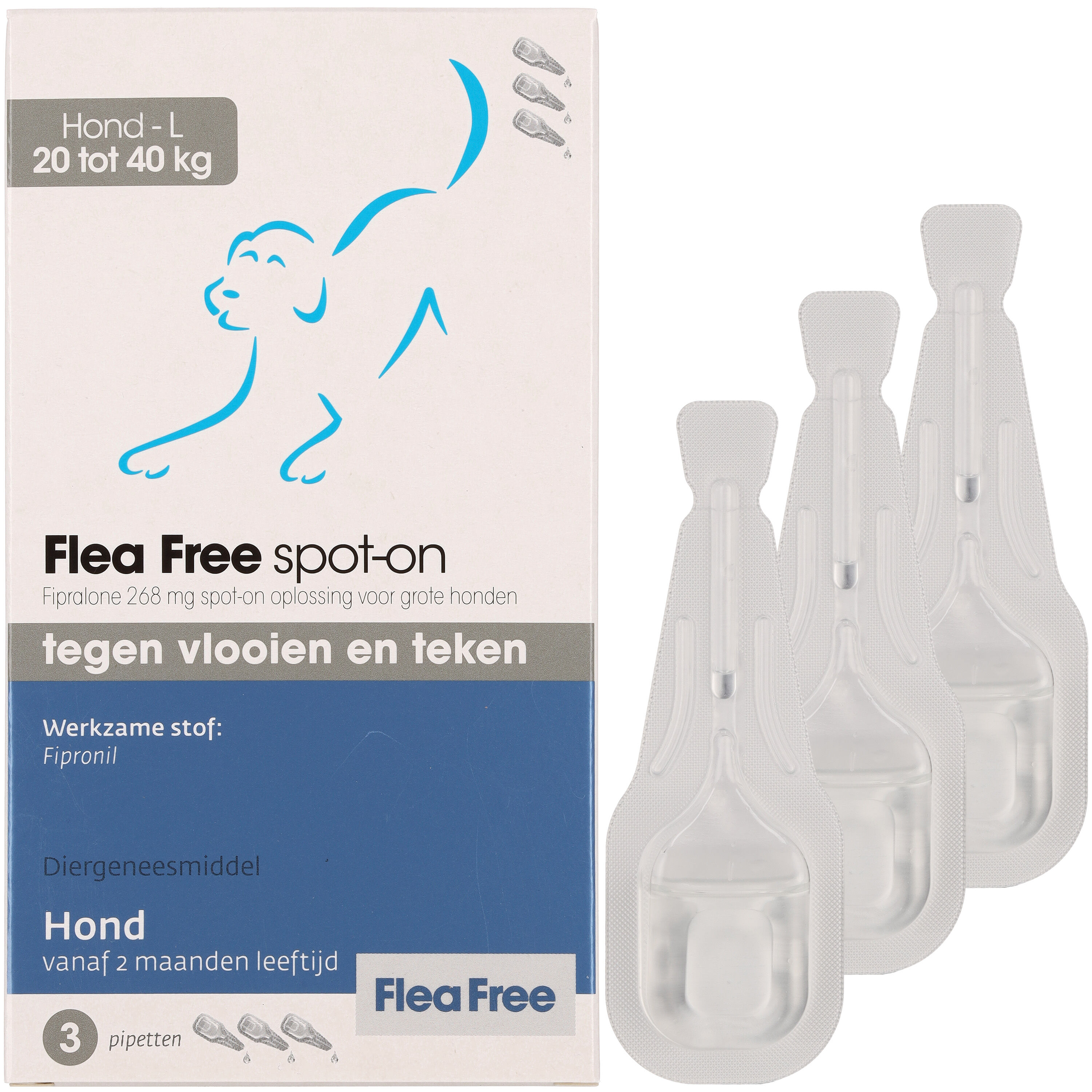 Flea Free Spot On - Pipetten - Anti Vlooien en teken Hond - L - 3 Stuks - L
