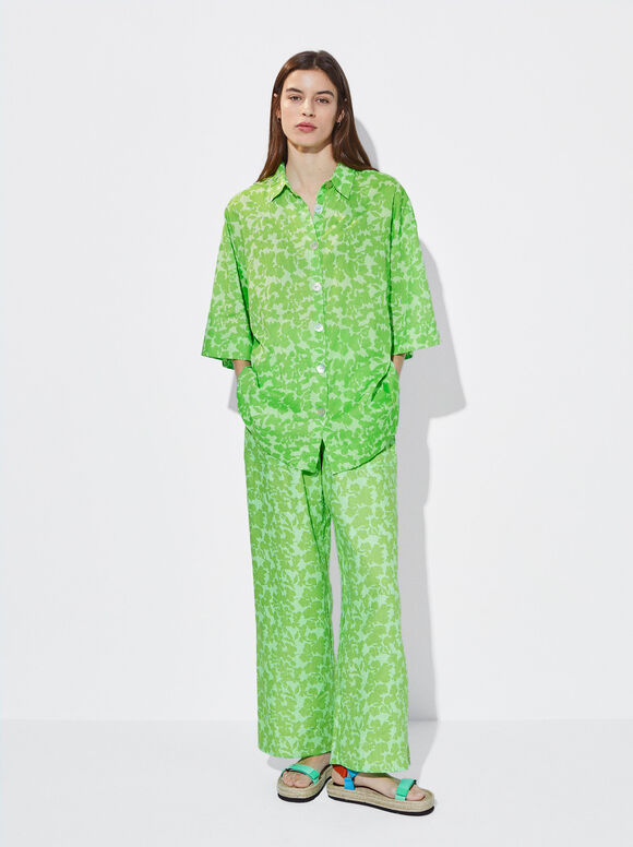 Camisa estruturada estampada - Verde