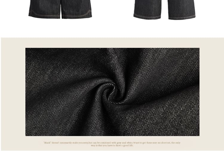 Denimot - Lage taille contrasterende gestikte gewassen wijde jeans (verschillende ontwerpen)
