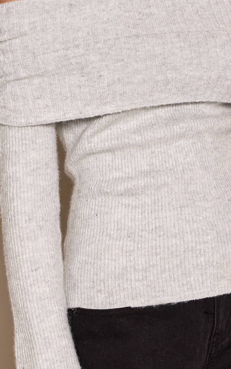 Gris Clair Synthétiquell En Maille À Encolure Bardot Rabattue