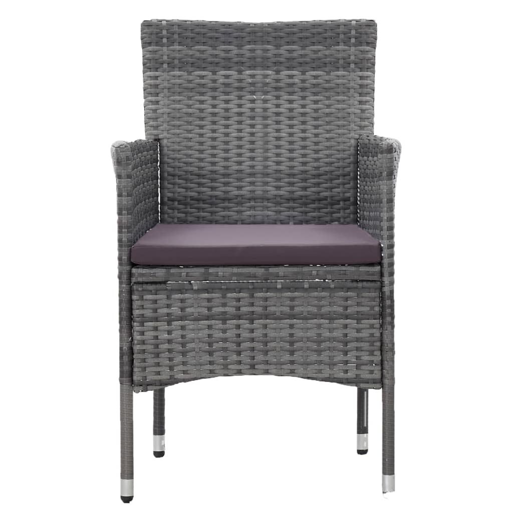 Mobilier de salle à manger de jardin 5 pièces résine tressée gris