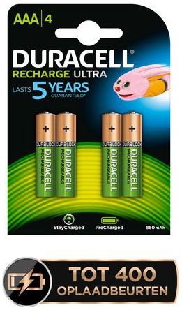 Duracell - HR03 AAA - Oplaadbare Batterijen - 900 mAh - NiMH