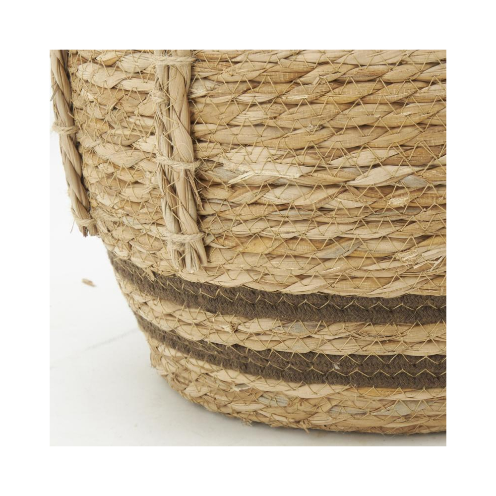 Cache-pots en jonc naturel et coton brun boule