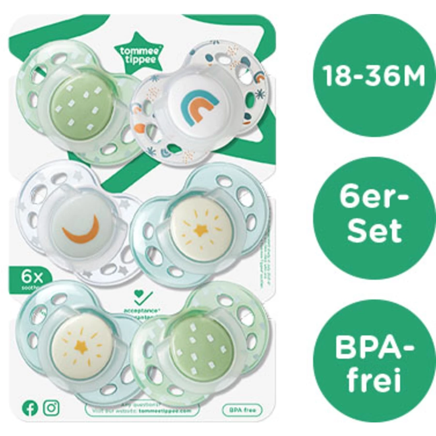 Tommee Tippee Schnuller Night für Jungen 18 - 36 Monate