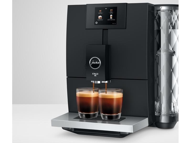 JURA Kaffeevollautomat ENA 8 Full Metropolitan Black (SC) Zweitassen-Vollautomat für 15 verschiedene Kaffee- und Milchgetränke