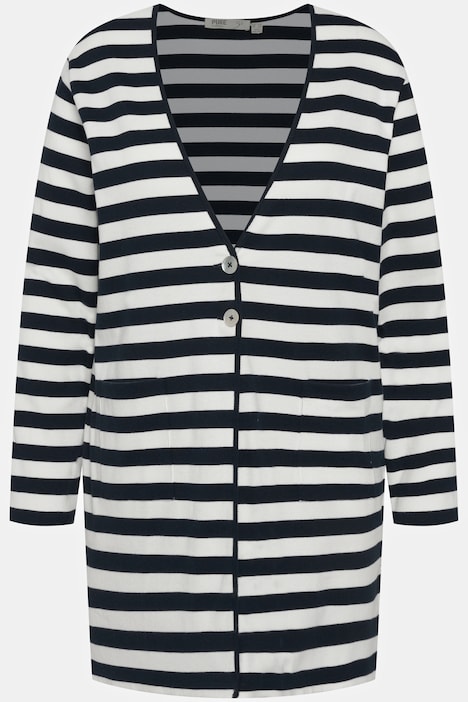 Jerseyjacke, Ringel, V-Ausschnitt, Biobaumwolle