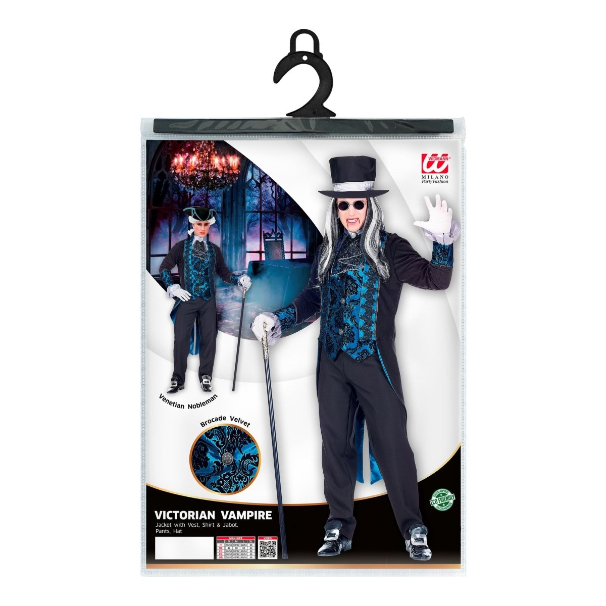 Halloween Kostuum Zwart Blauw Heren Vampier