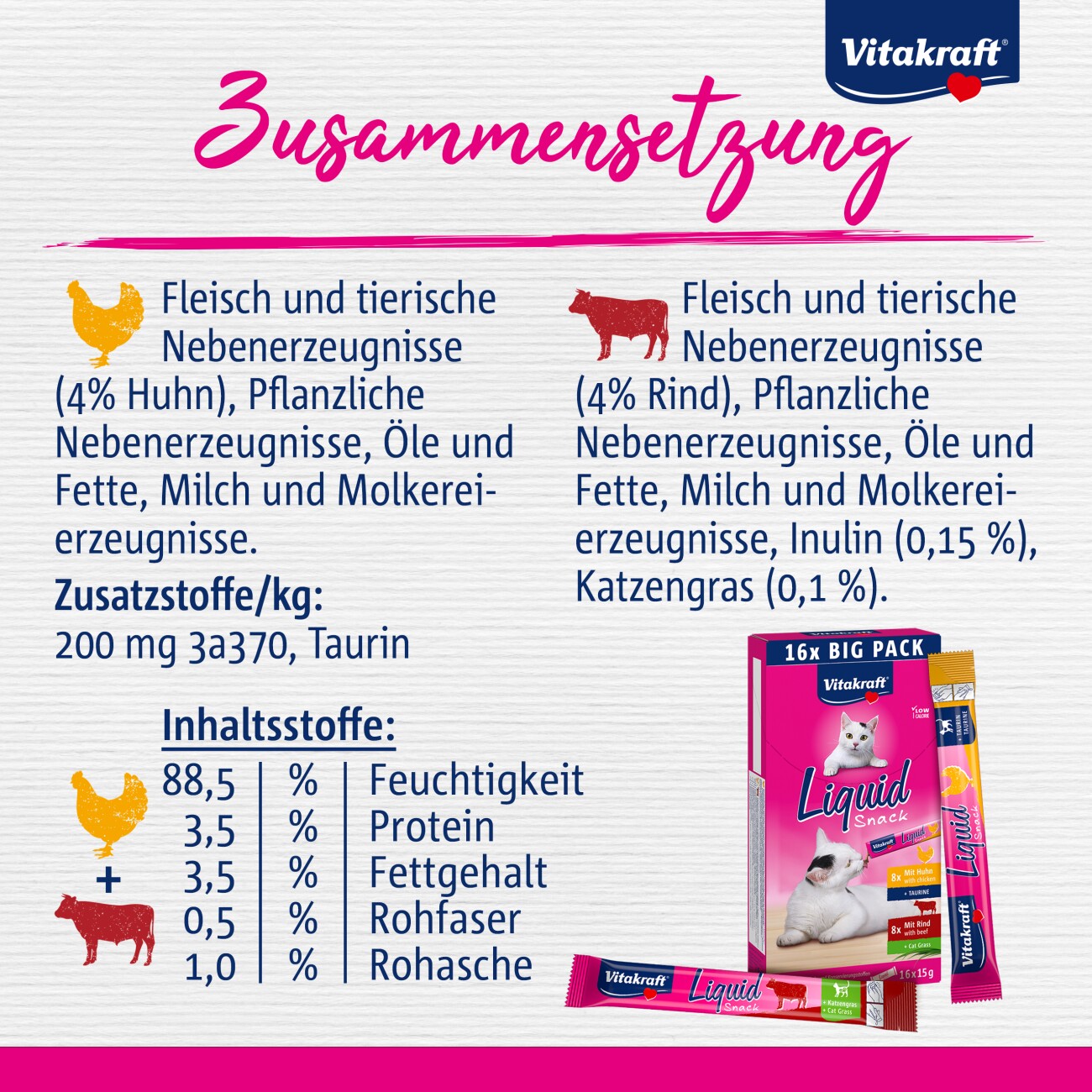 Vitakraft Liquid Snack Multipack mit Huhn und Rind 16x15 g