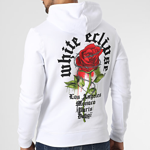 Sweat Capuche Roses Barbed Blanc