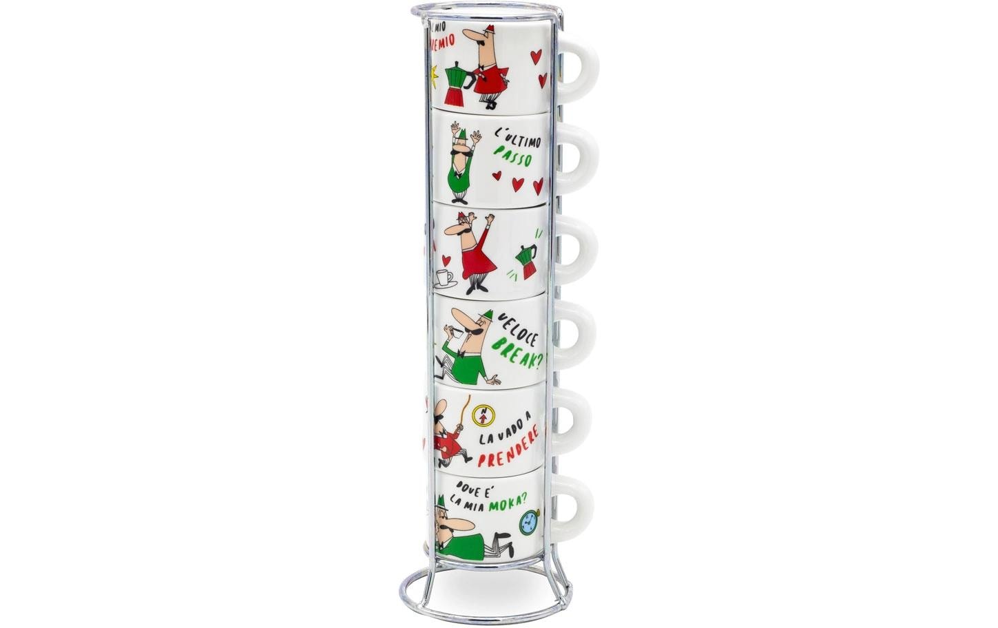 Espressotasse 65 ml, 6 Stück, MehrfarbigSet mit 6 stapelbaren Italia-Bechern