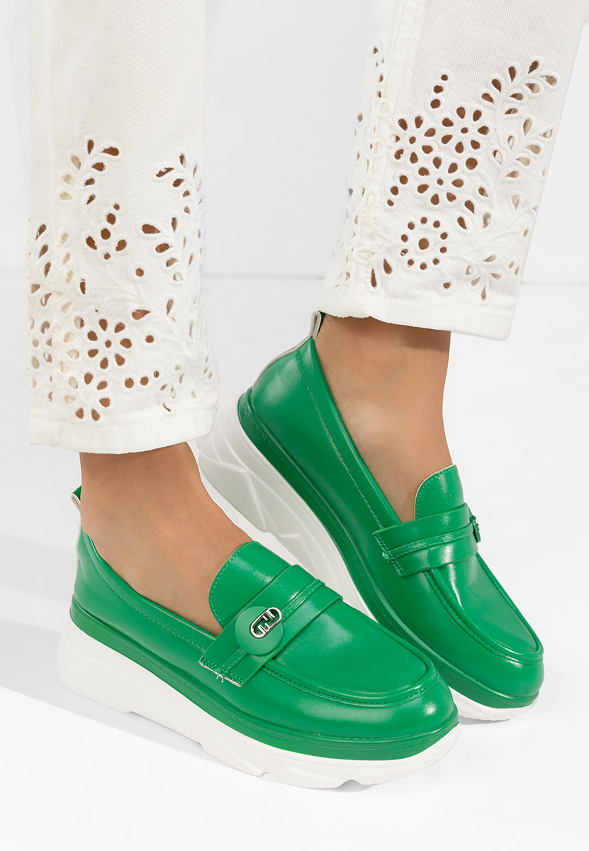 Mocassins femme à plateforme vert Anhelica