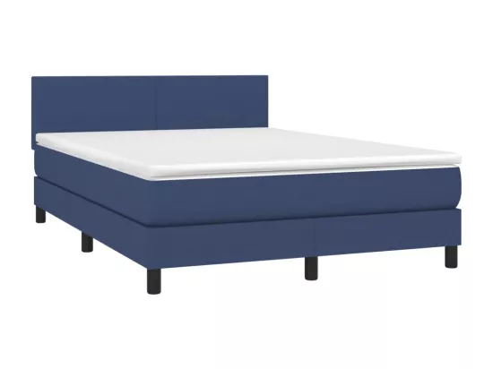 Sommier tapissier avec matelas et LED Bleu 140x190 cm Tissu