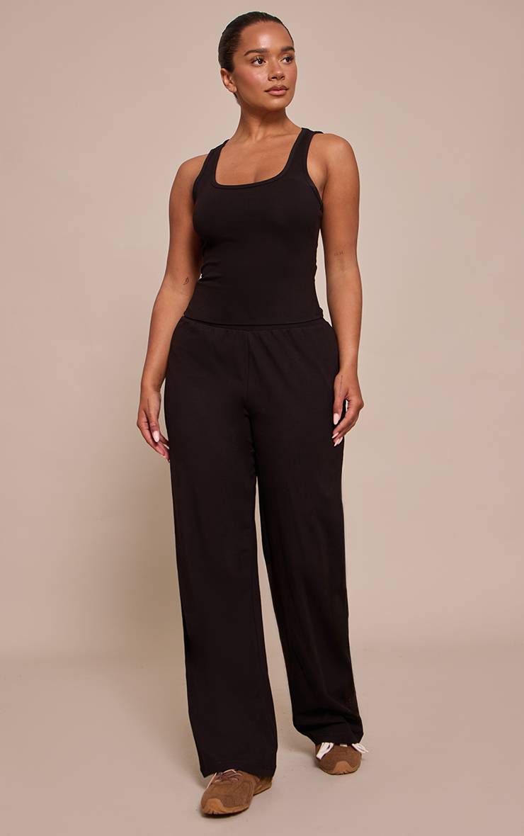 Noir Délavé Pantalon Large Taille Haute Shape Coordonné