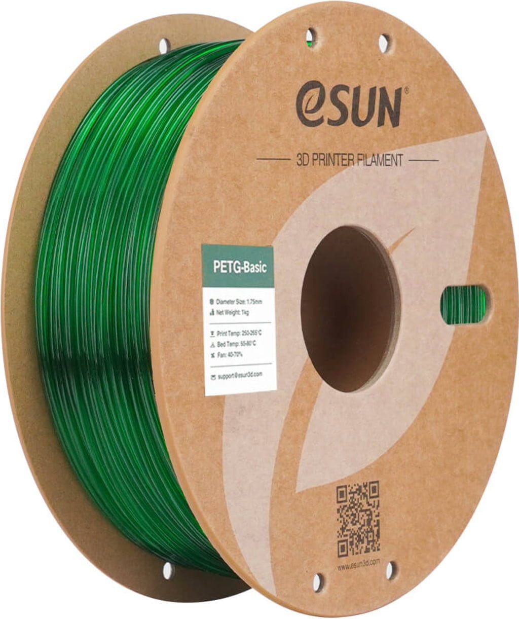 eSUN  PETG-Basic Translucent Green, 1,75 mm / 1000 g    Technische Stärke von ABS trifft PLA Druckkomfort in Translucent Green