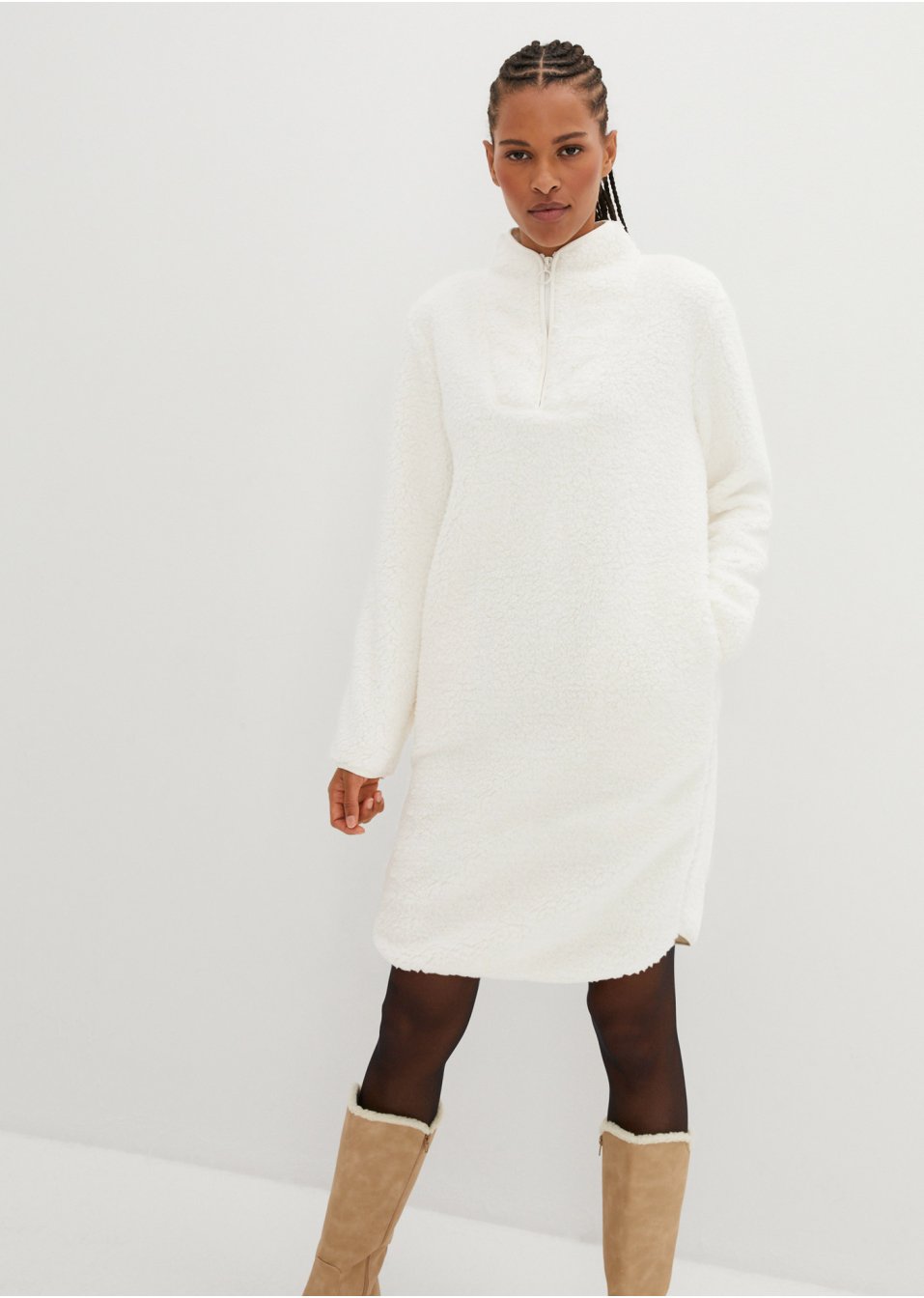 Robe en maille peluche avec col camionneur