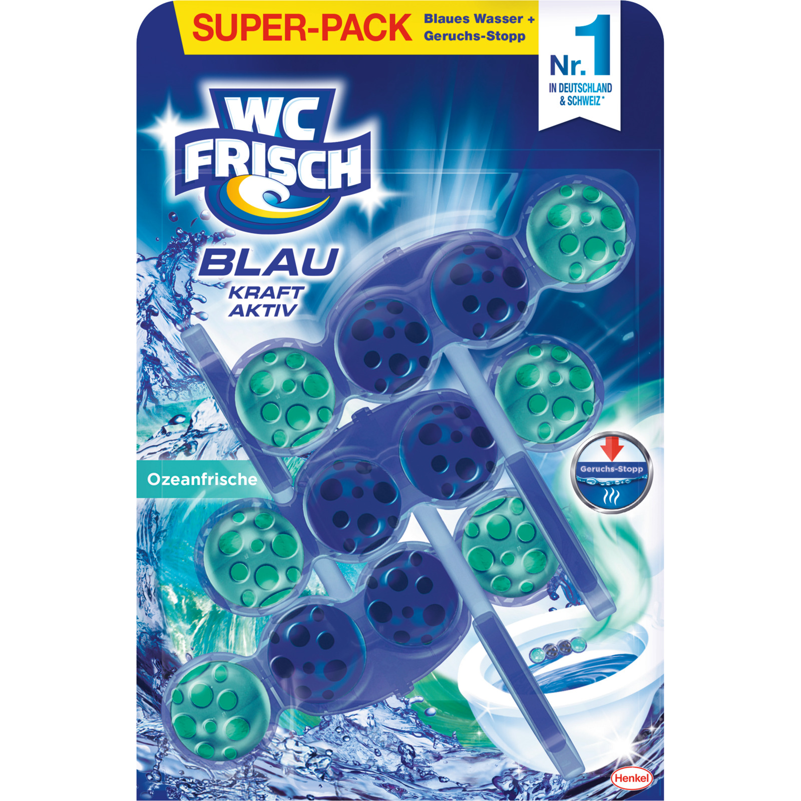 WC Frisch Kraft Blauspüler Ozean 3x50g