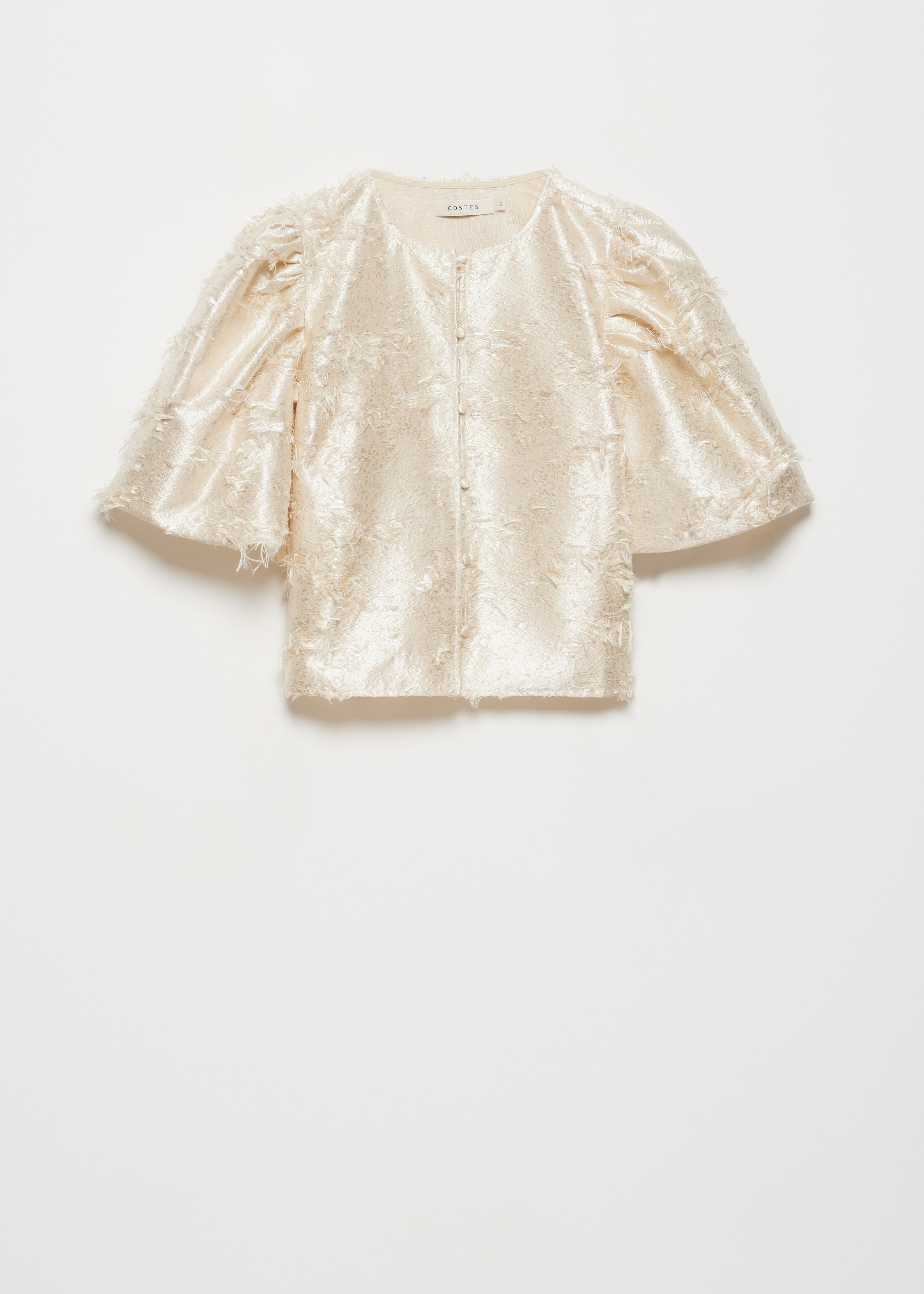 Jacquard blouse met rafels