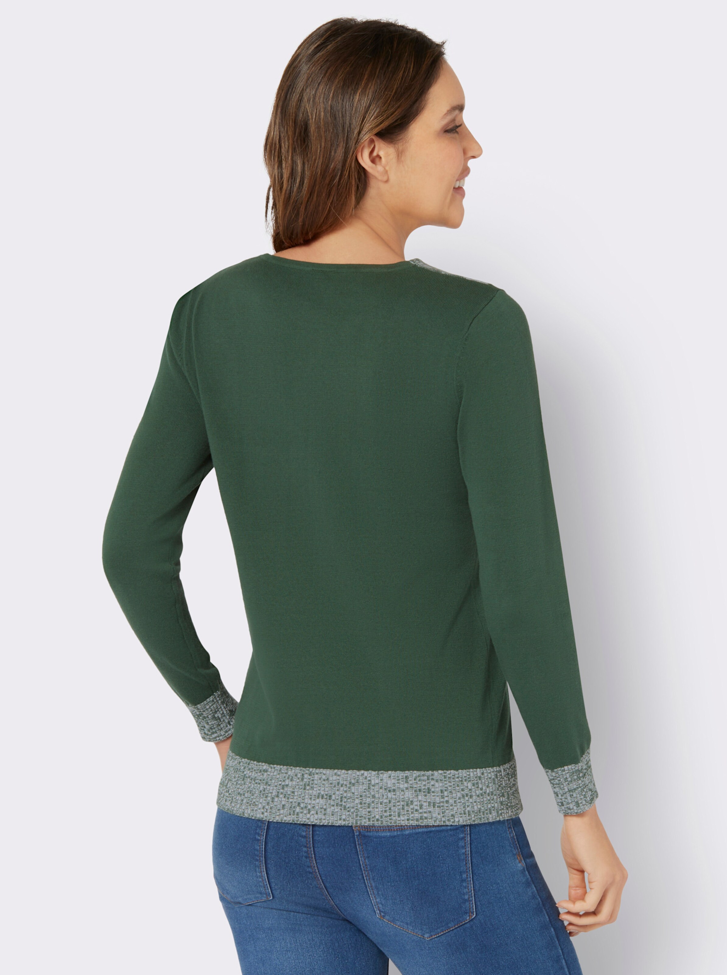 Langarm-Pullover mit Melange-Partien