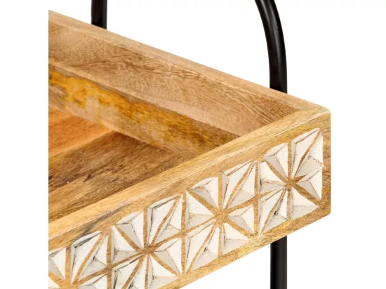 Chariot de cuisine à 3 niveaux 46x30x76 cm Bois de manguier