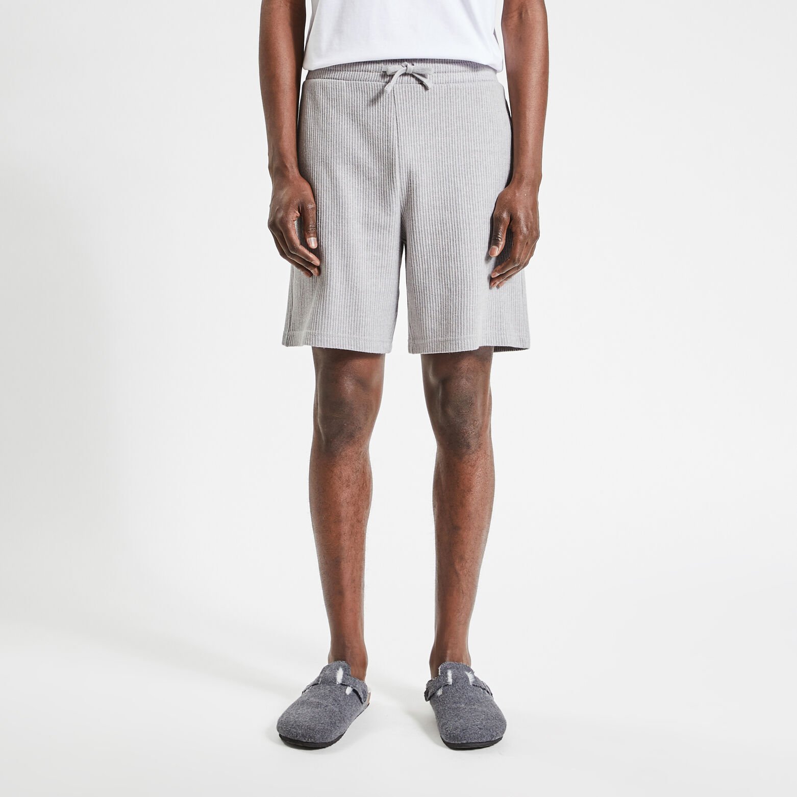 Short en maille matière gaufrée Gris clair