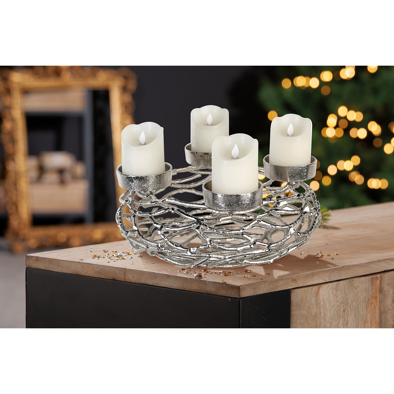 GILDE Adventskranz »Twigs« Aluminium, silber, verschiedene Grössen
