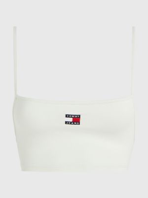 Top cropped ultra com amarração nas costas e distintivo