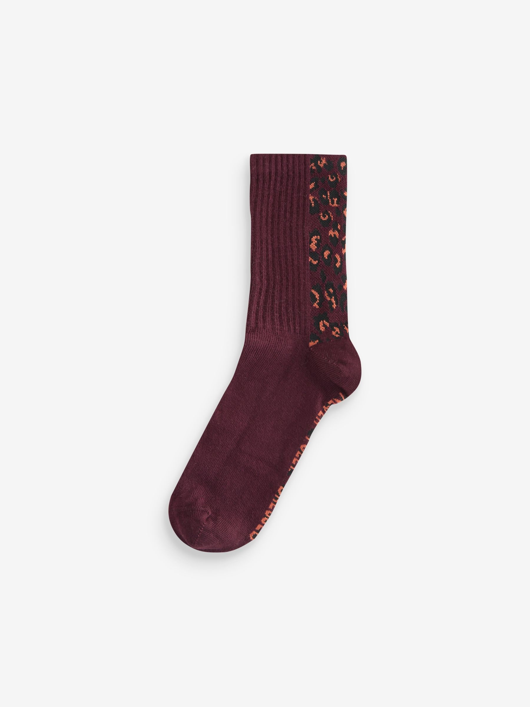 Leopard/Burgandy/Orange - Never Fully Dressed Ribbed Socks 3 Pack