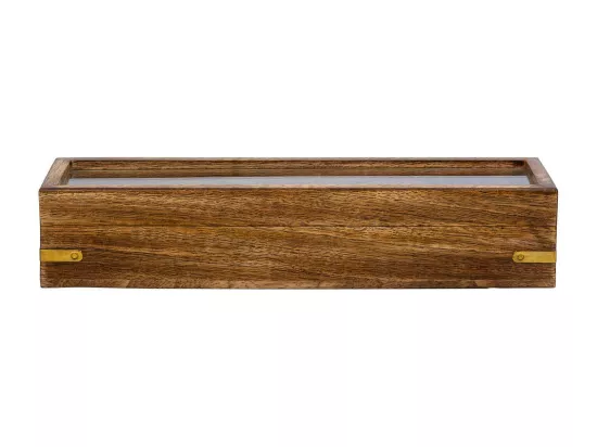 Jeu de quilles (10 pièces + 2 boules) dans une boîte en bois marron 25,5x7x5h